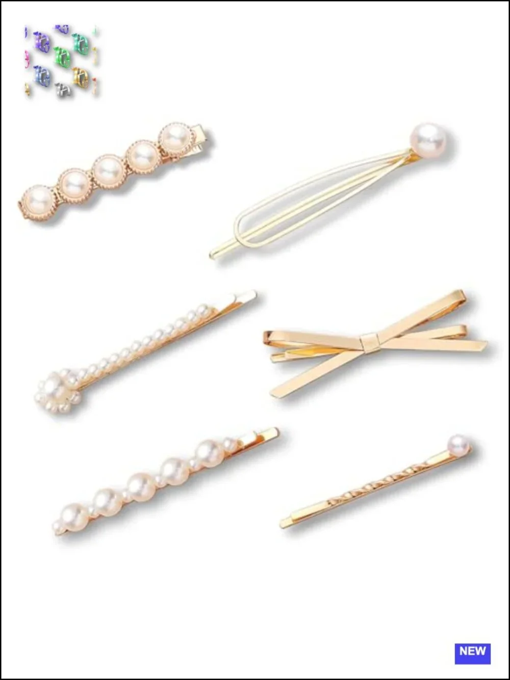 6 Pcs Faux Pearl Gold Plated Bobby Pins Decorative Hair Clips Set